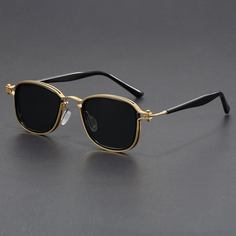 Retro Square Frame Metal Sunglasses