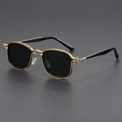 Retro Square Frame Metal Sunglasses