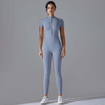 Women's Zipper Short Sleeve Yoga Bodysuit