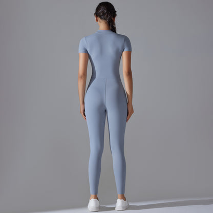 Women's Zipper Short Sleeve Yoga Bodysuit