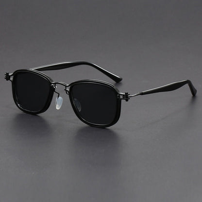 Retro Square Frame Metal Sunglasses