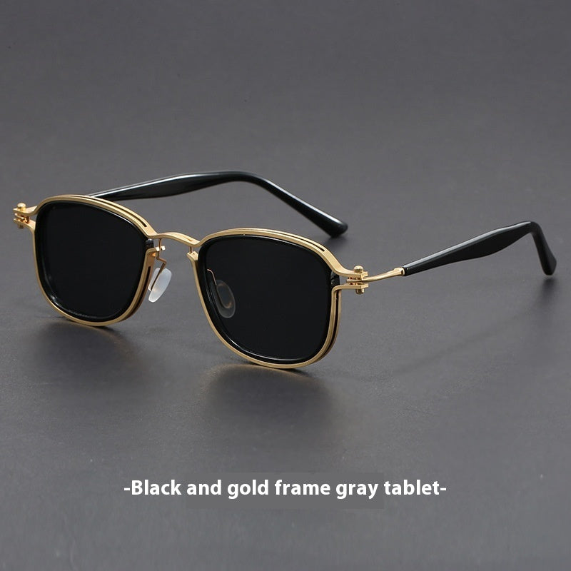 Retro Square Frame Metal Sunglasses