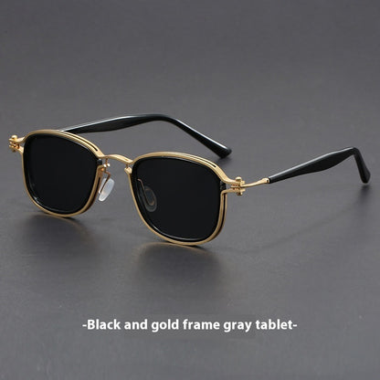 Retro Square Frame Metal Sunglasses