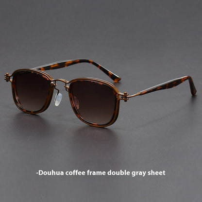 Retro Square Frame Metal Sunglasses